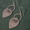 Handmade Antique Silver-Plated Earrings with Real Dried Pressed White Flowers Silver clasps - Image 2