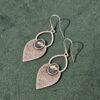 Handmade Antique Silver-Plated Earrings with Real Dried Pressed White Flowers Silver clasps