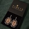 Handmade Antique Silver-Plated Earrings with Real Dried Pressed Flowers Silver clasps - Image 2