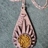 Handmade Silver Plated Pendant with Real Dried Pressed Lichen Xanthoria Parietina - Image 4