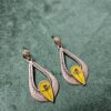 Handmade Yellow Silver-Plated Earrings with Real Dried Pressed Flowers Silver clasps - Image 2