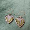 Handmade Heart Silver-Plated Earrings with Real Dried Pressed Flowers Silver clasps